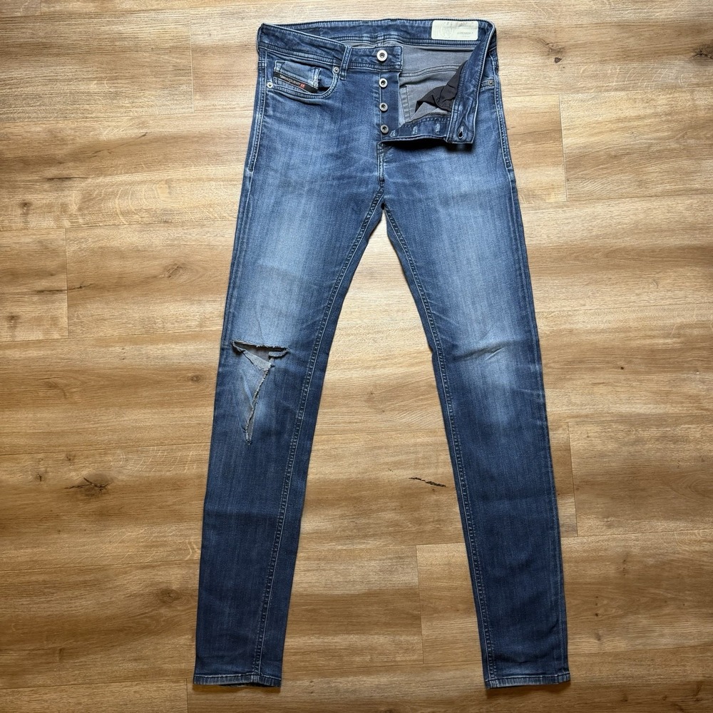 Diesel Sleenker-X Jeans Men 30x32 Blue Slim Skinny‎ Stretch Dark Wash Punk 0095X
